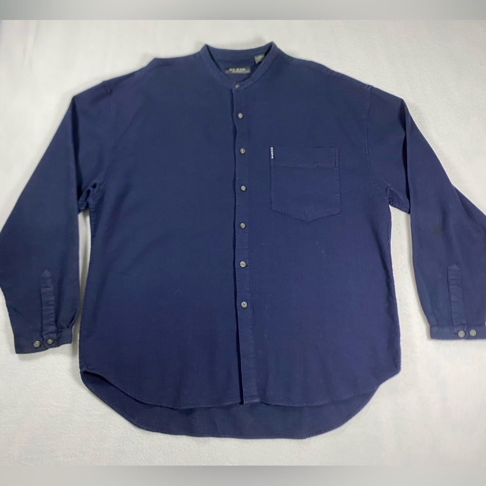 Guess Originals Designs 90s Waffle Knit Button Up Shirt Vintage Mens Sz XL  Blue